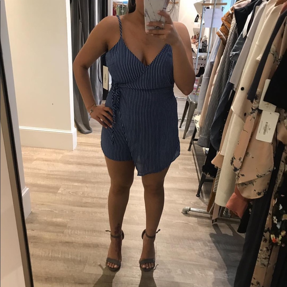Boutique blue striped romper